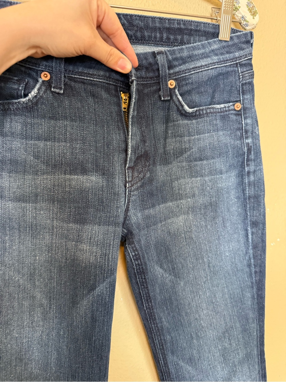 7 For All Mankind Dark Wash Mid Rise Bootcut Flare Jeans Size 28 - Picture 4 of 6